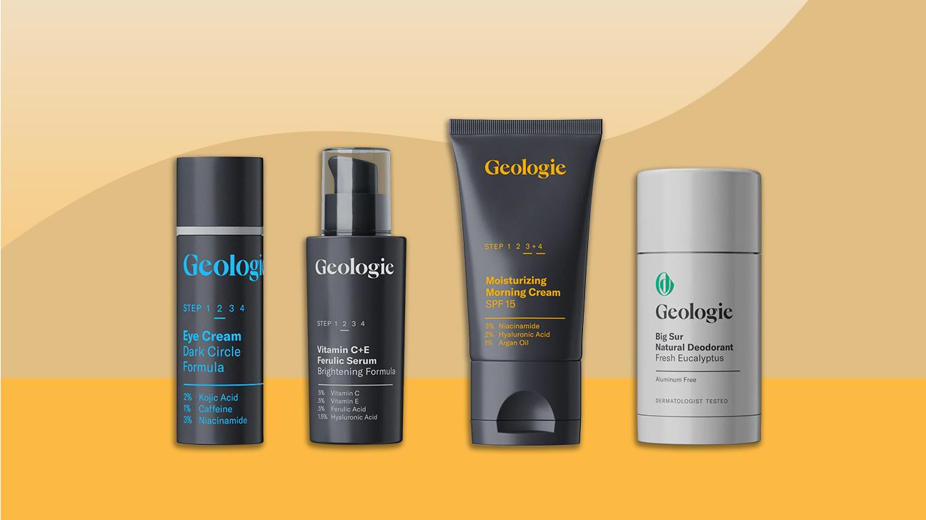 Geologie products on an orange and tan background