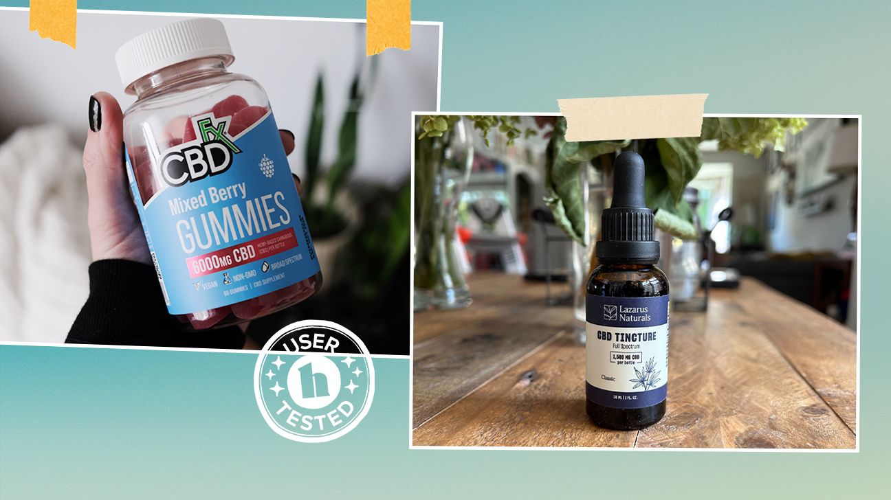 CBD creams for nerve pain tester review photos of CBDfx gummies and Lazarus Naturals tincture.