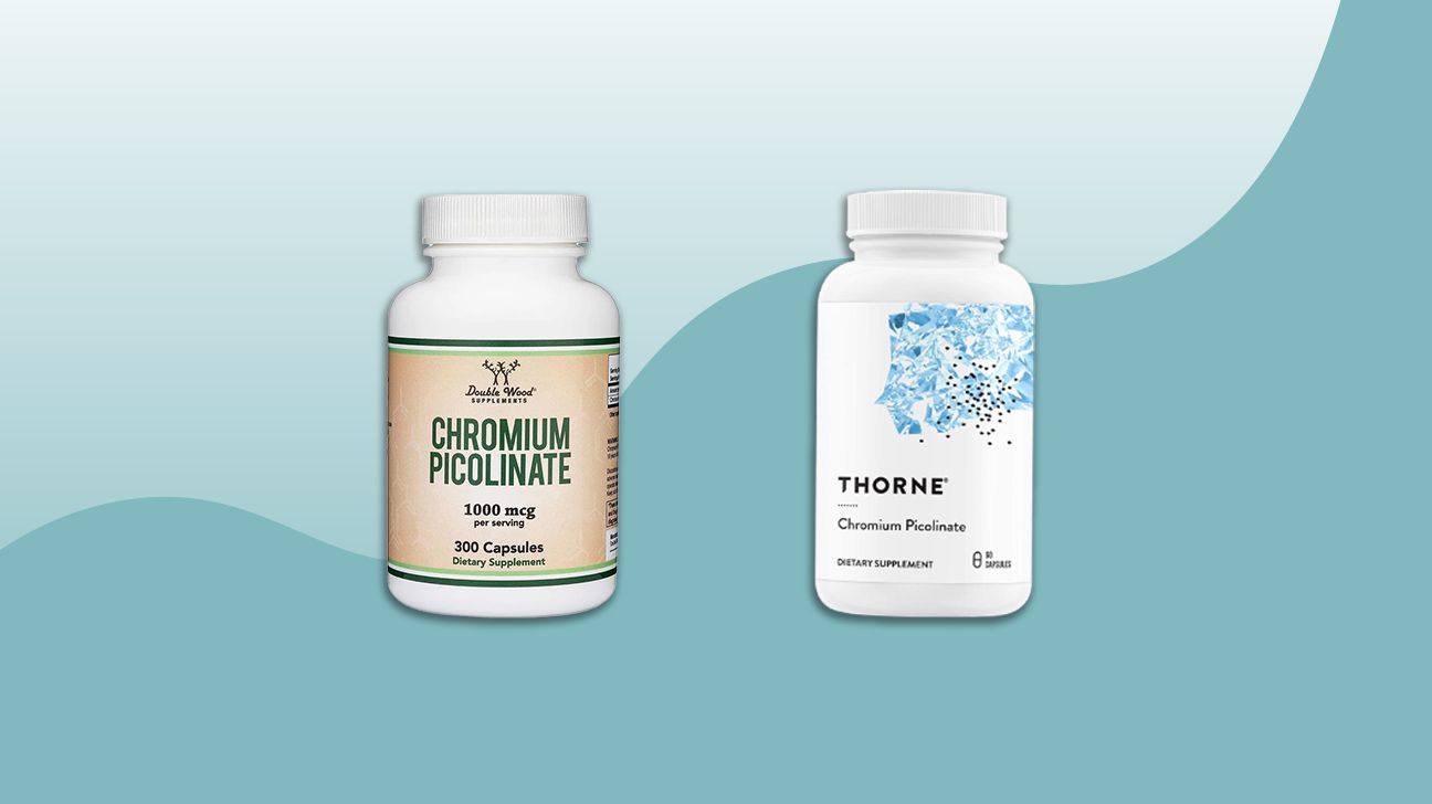 chromium supplement bottles on a blue background