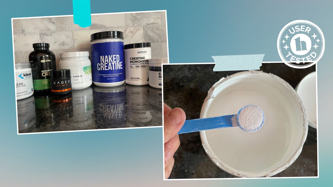 collage of creatine products tested at Healthline