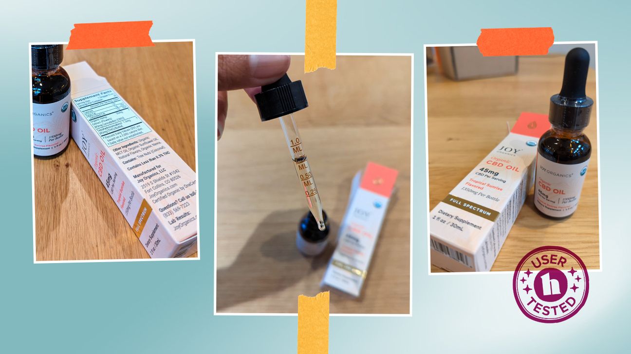 Our tester trying out Joy Organics CBD Oil