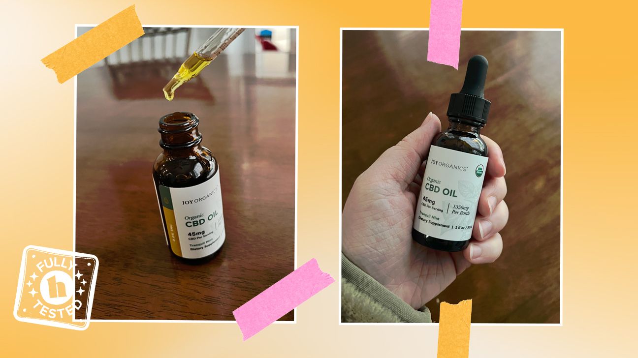 Tester photos of Joy Organics CBD oil.