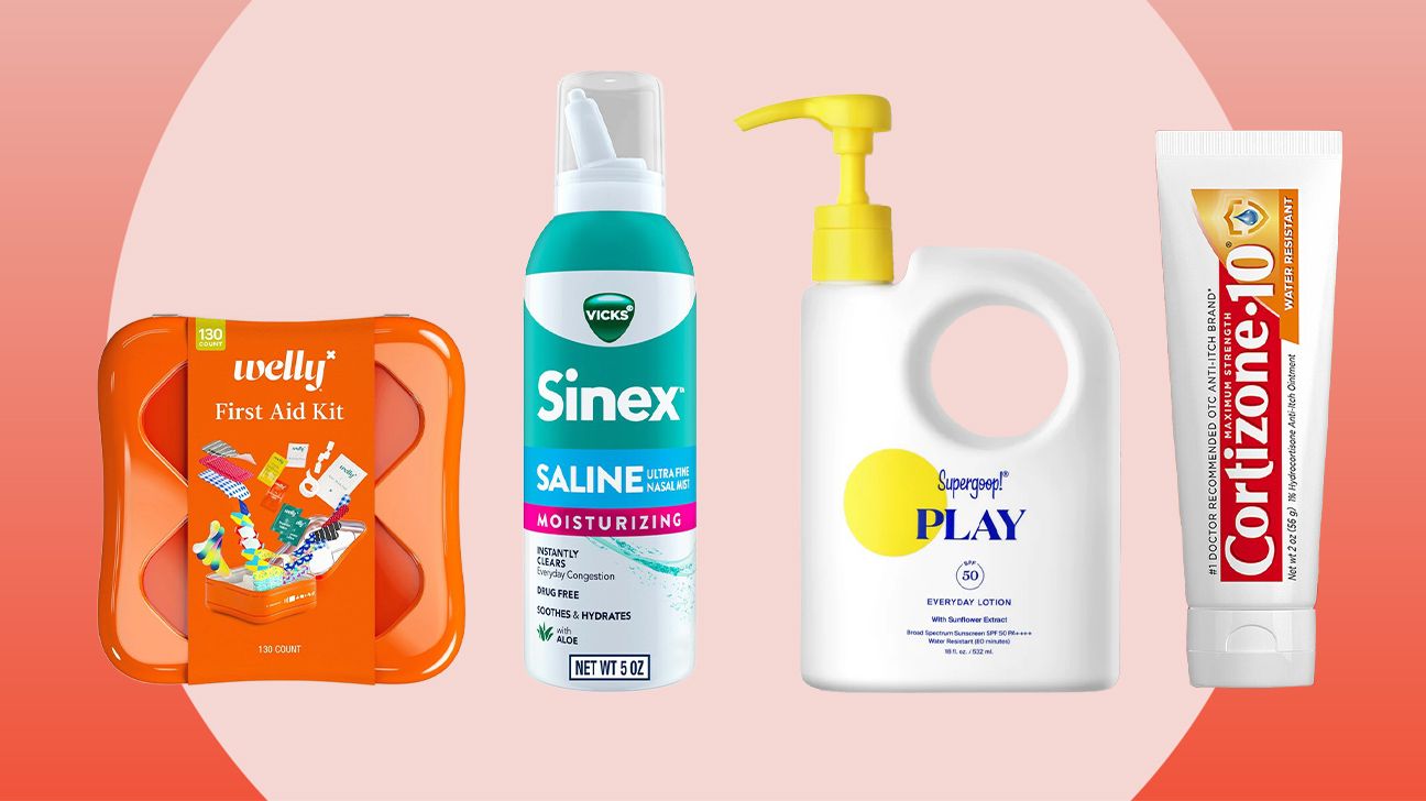 collage of medicine cabinet items for summer