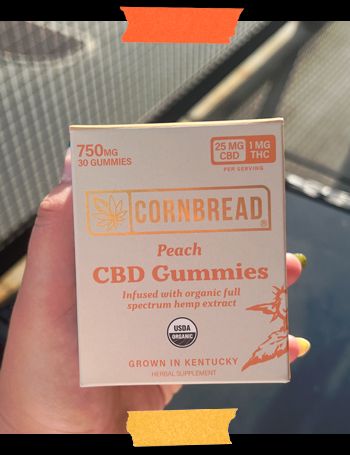 Cornbread Hemp CBD gummies tester review photos courtesy of Heather Riesebeck.