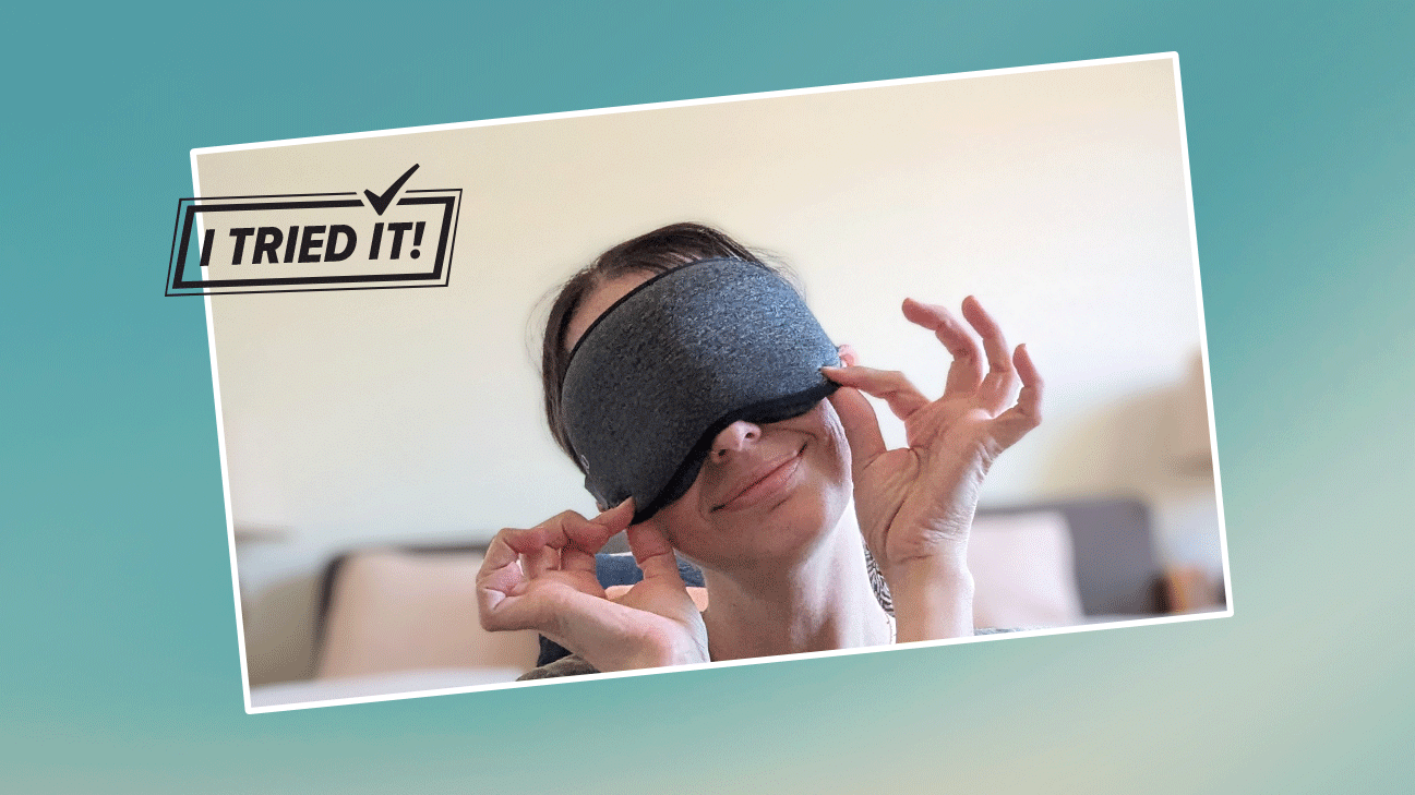 Showing how MZOO sleep mask fits