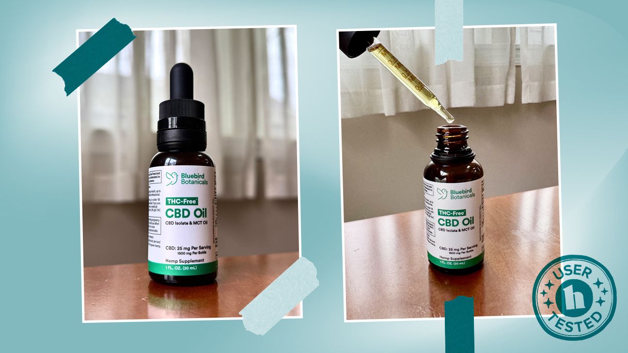 Tester photos of Bluebird Botanicals CBD oil.