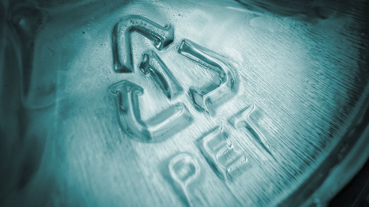 close up of a plastic recycling symbol