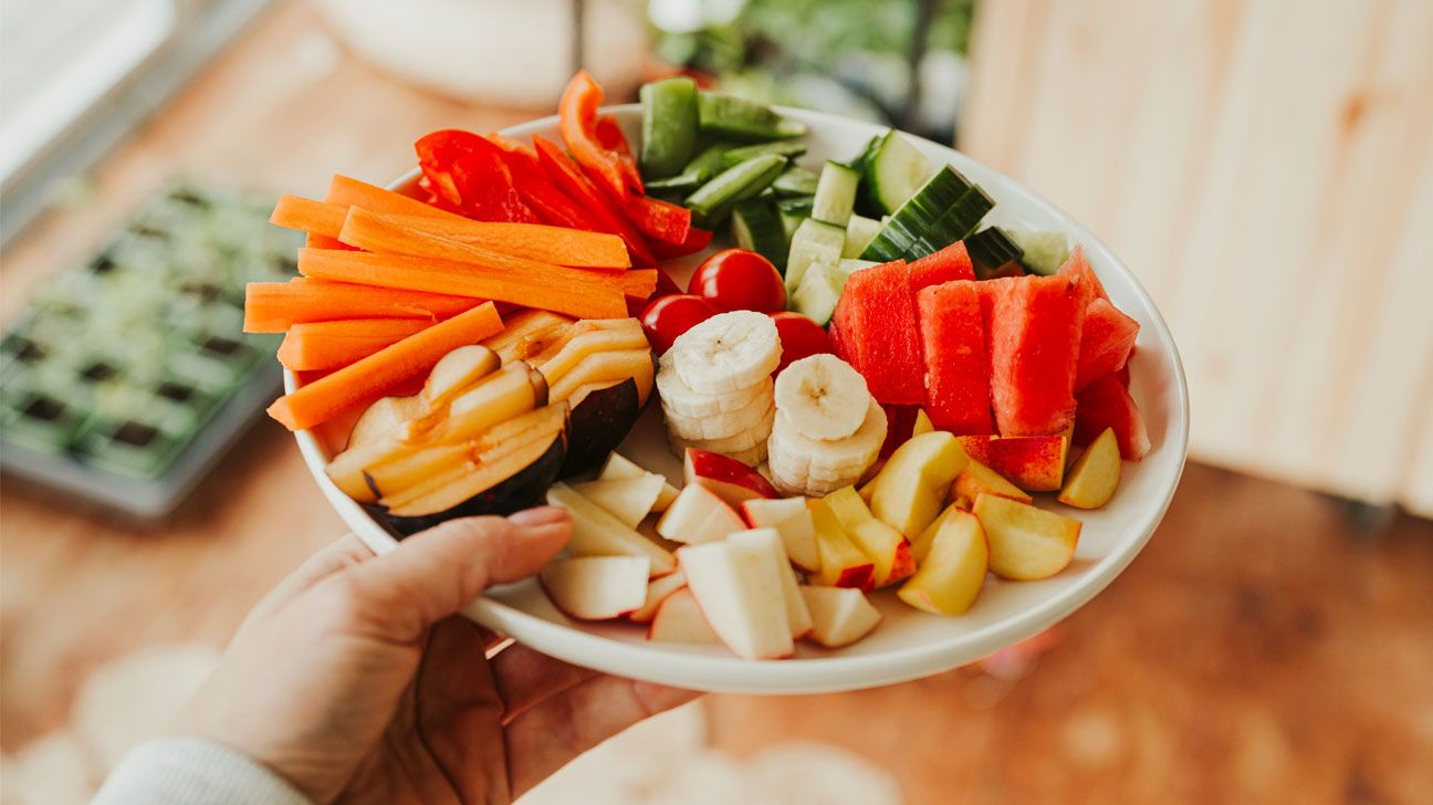 Plate of fruits and vegetables