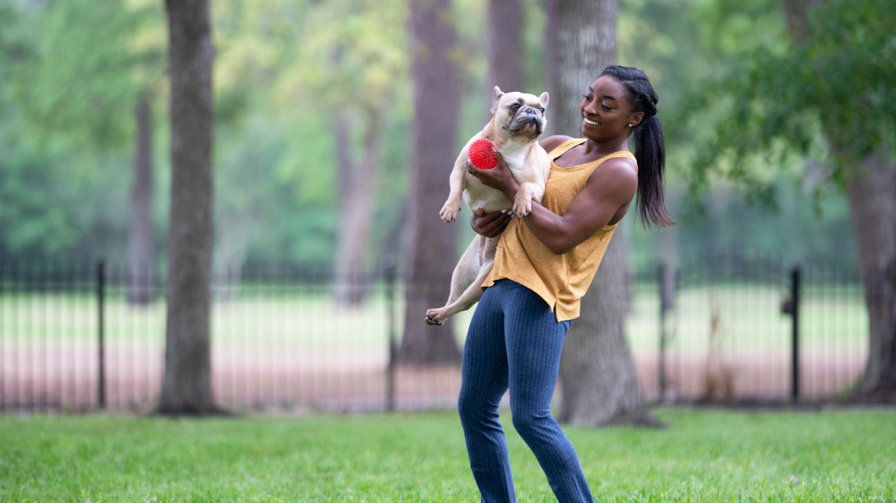 Simone Biles and her dog Lilo