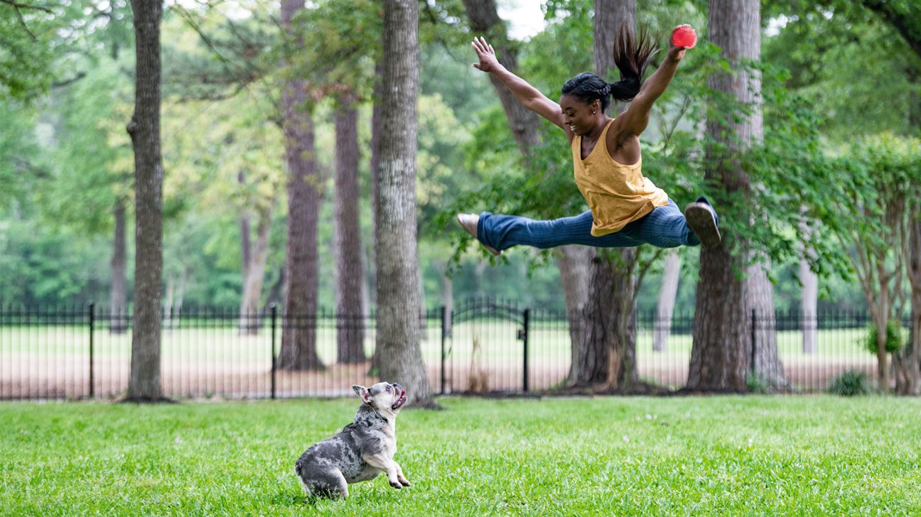 Simone Biles and her French Bulldog Rambo