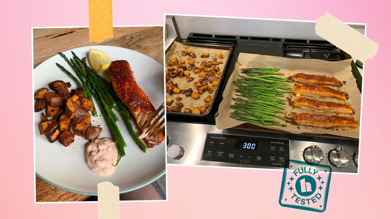 Blue Apron Salmon and veggies meal, photos courtesy of Jessica Sandoz, MS, RD, LD.