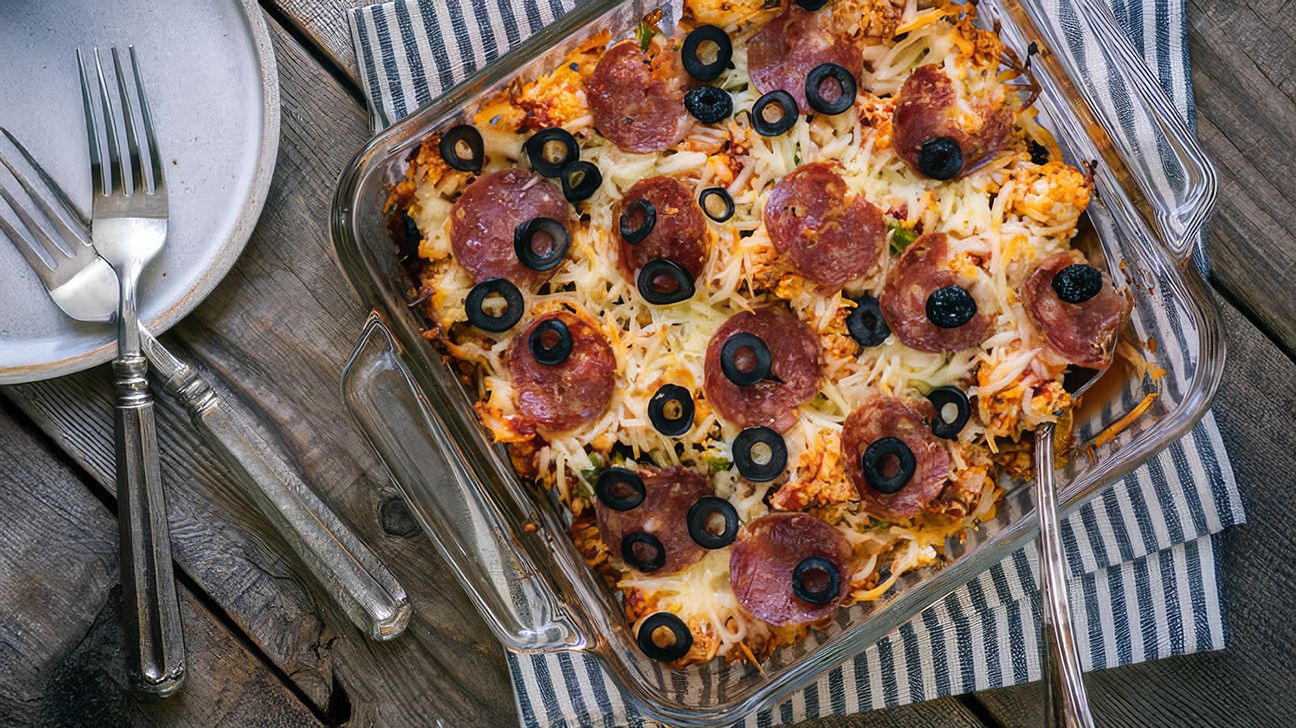Cauliflower pizza bake