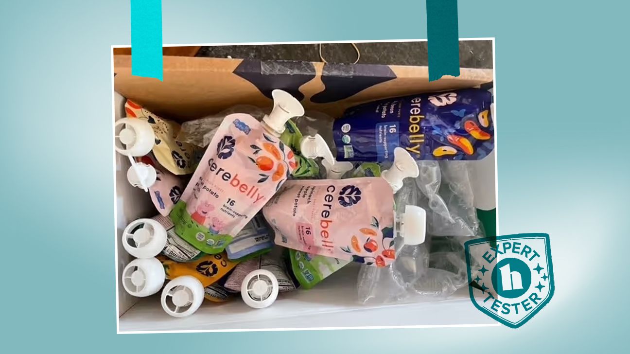 Tester images of Cerebelly meal kit. It features an 'Expert Tester' badge.