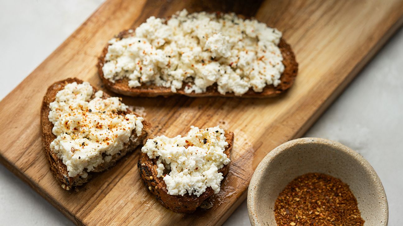 Hot honey cottage cheese on sourdough