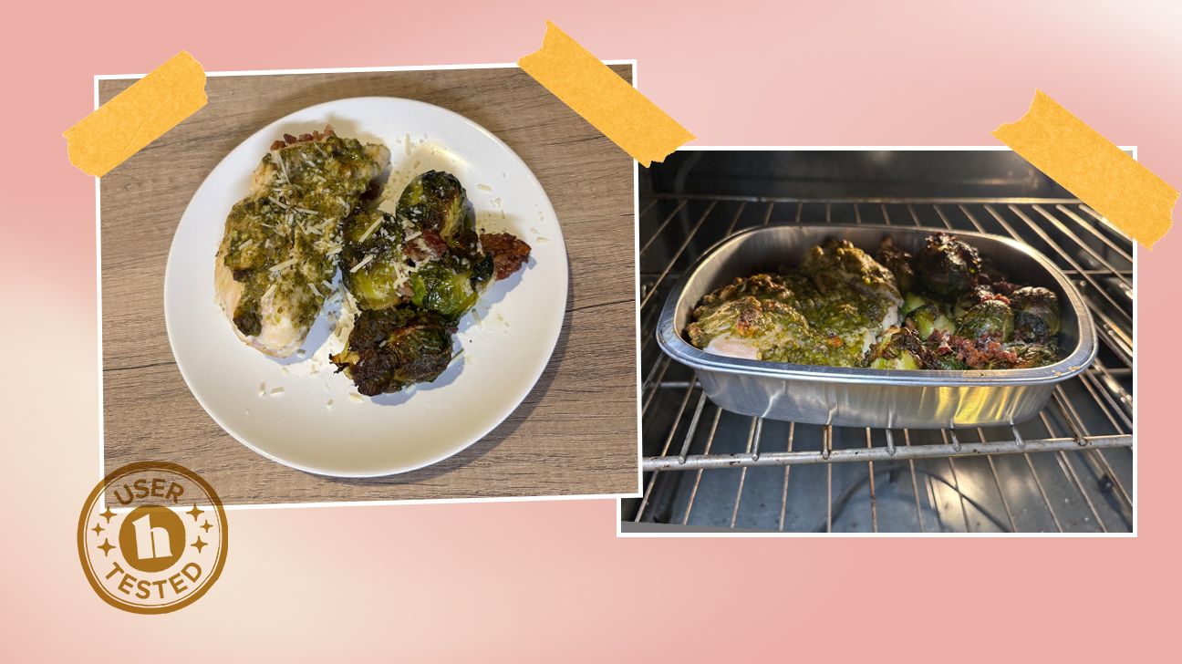 Two photos by our expert meal kit tester of a Home Chef Mediterranean dish