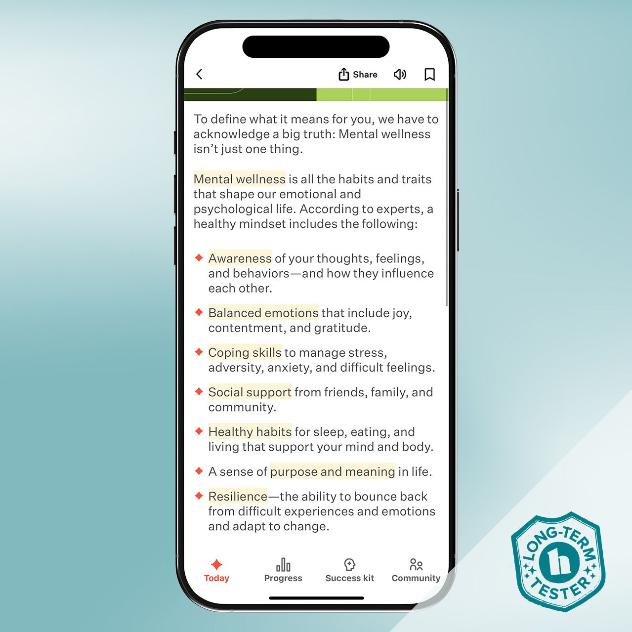 Tester Kim reads Noom mental health info