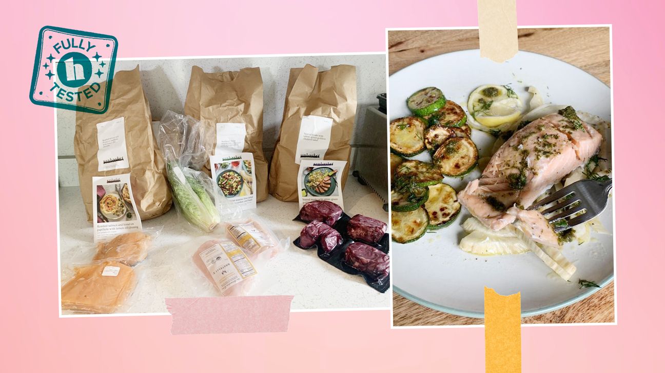 Sunbasket recipe kit with chicken and brussel sprouts, photos by Jessica Sandoz, RD, MS, LD