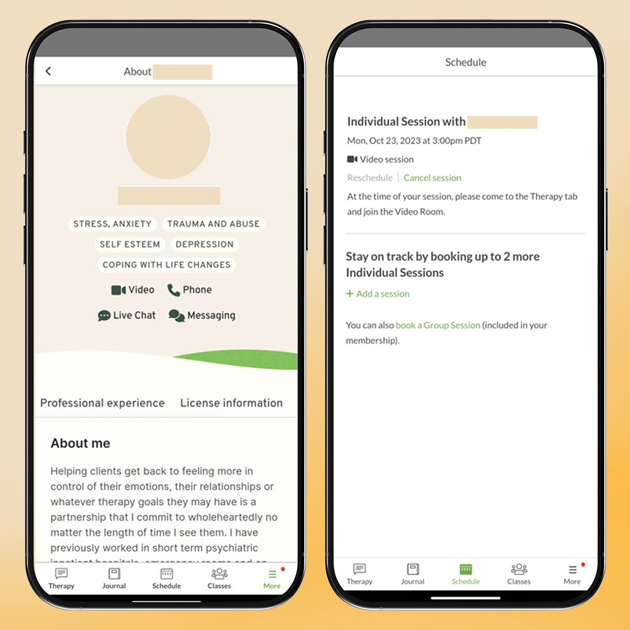BetterHelp Scheduling sessions