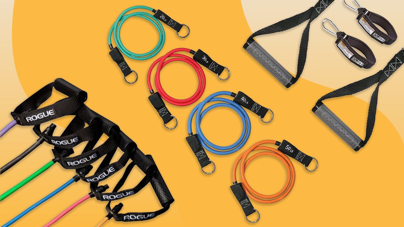 resistance bands against an orange background