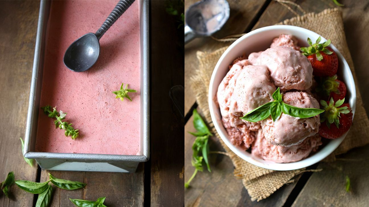 Strawberry Basil Coconut Ice Cream-image