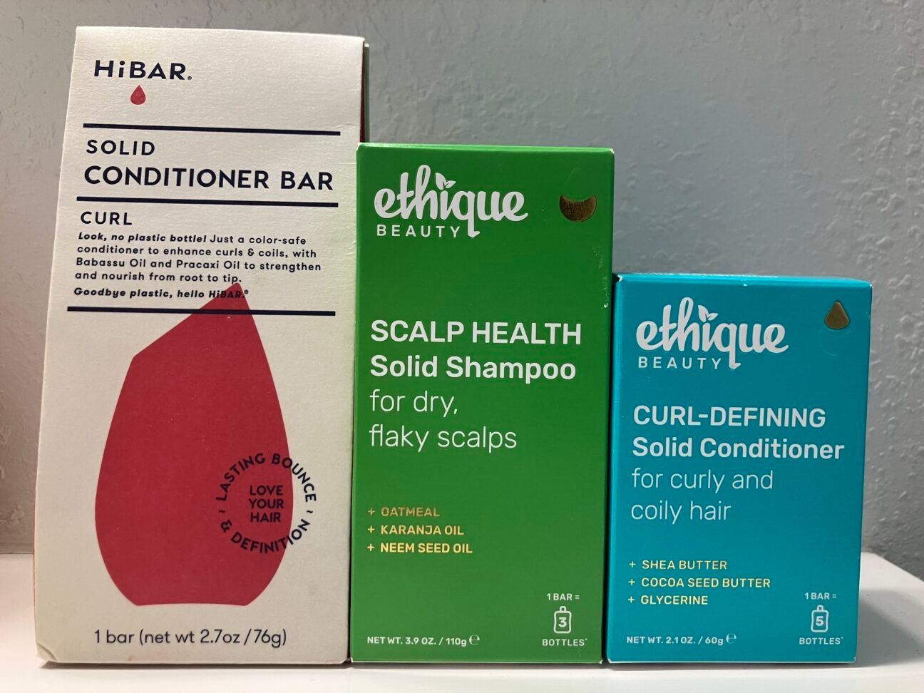 HiBar and Ethique shampoo and conditioner bars