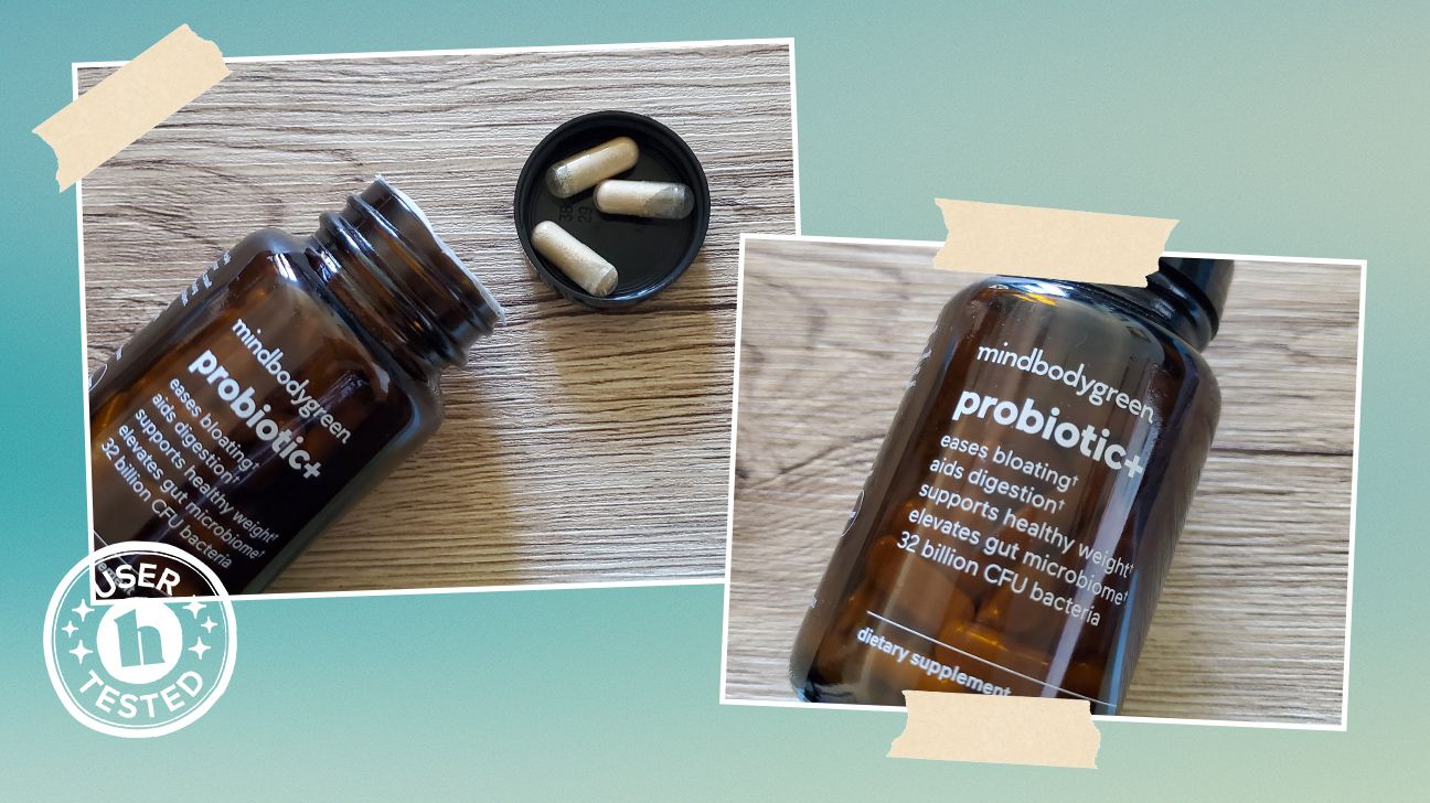 Tester images of mindbodygreen probiotic supplement.