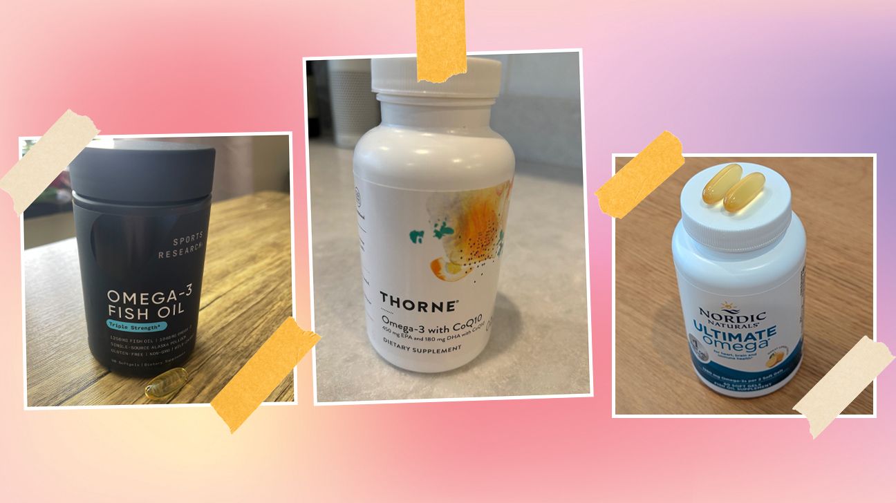 The best fish oil supplements, according to Healthline. It features products by Sports Research, Thorne, and Nordic Naturals. 