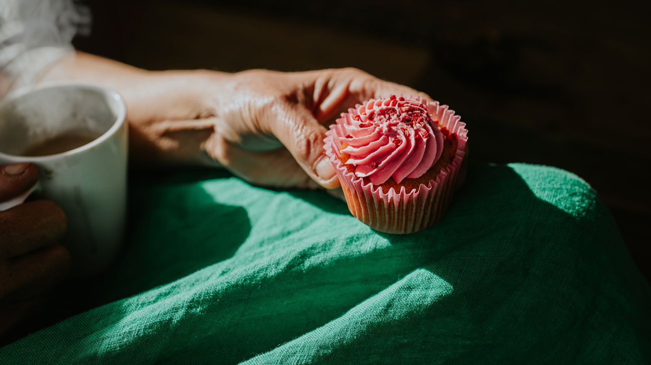 Cupcake with red icing