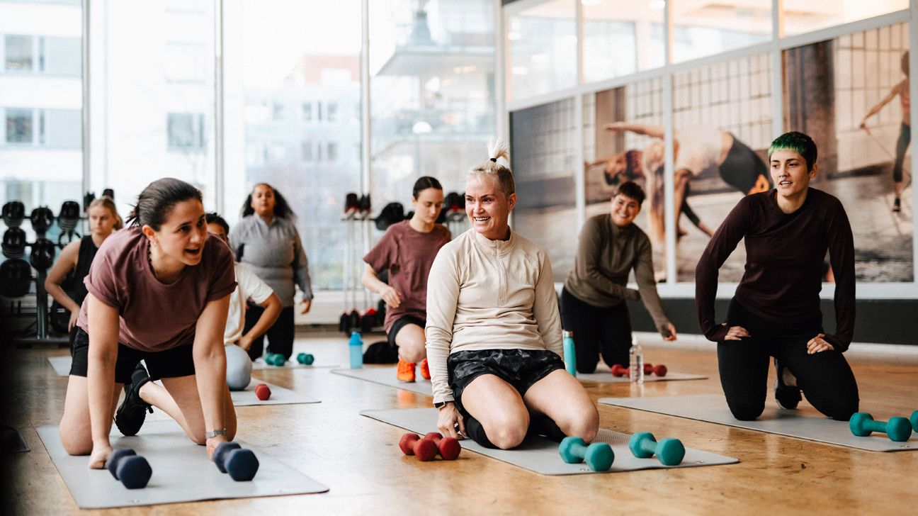 group of women working out in a studio