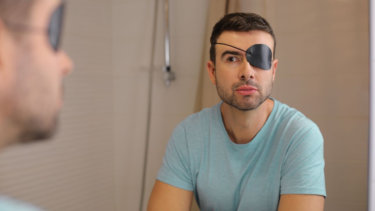 wearing black eyepatch