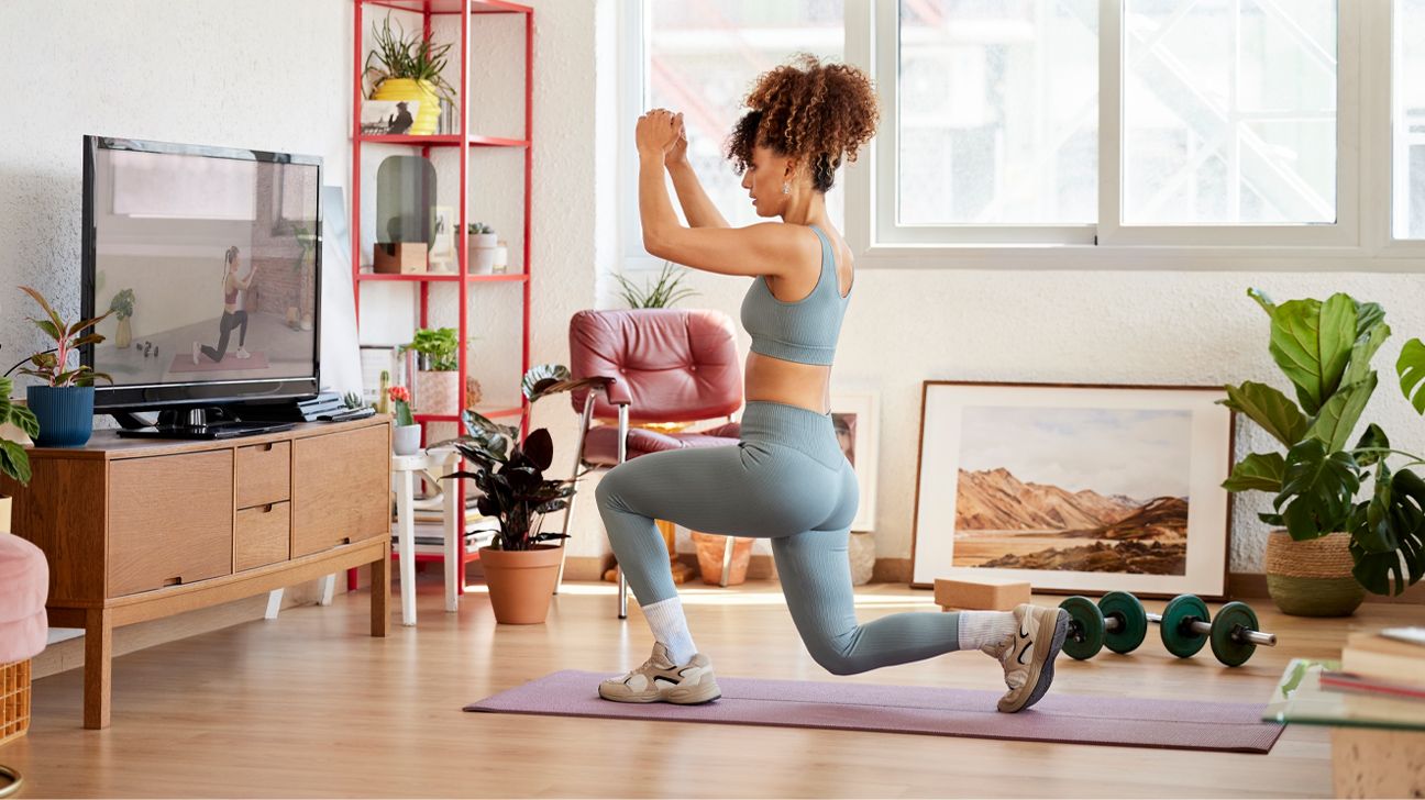 female working out from home