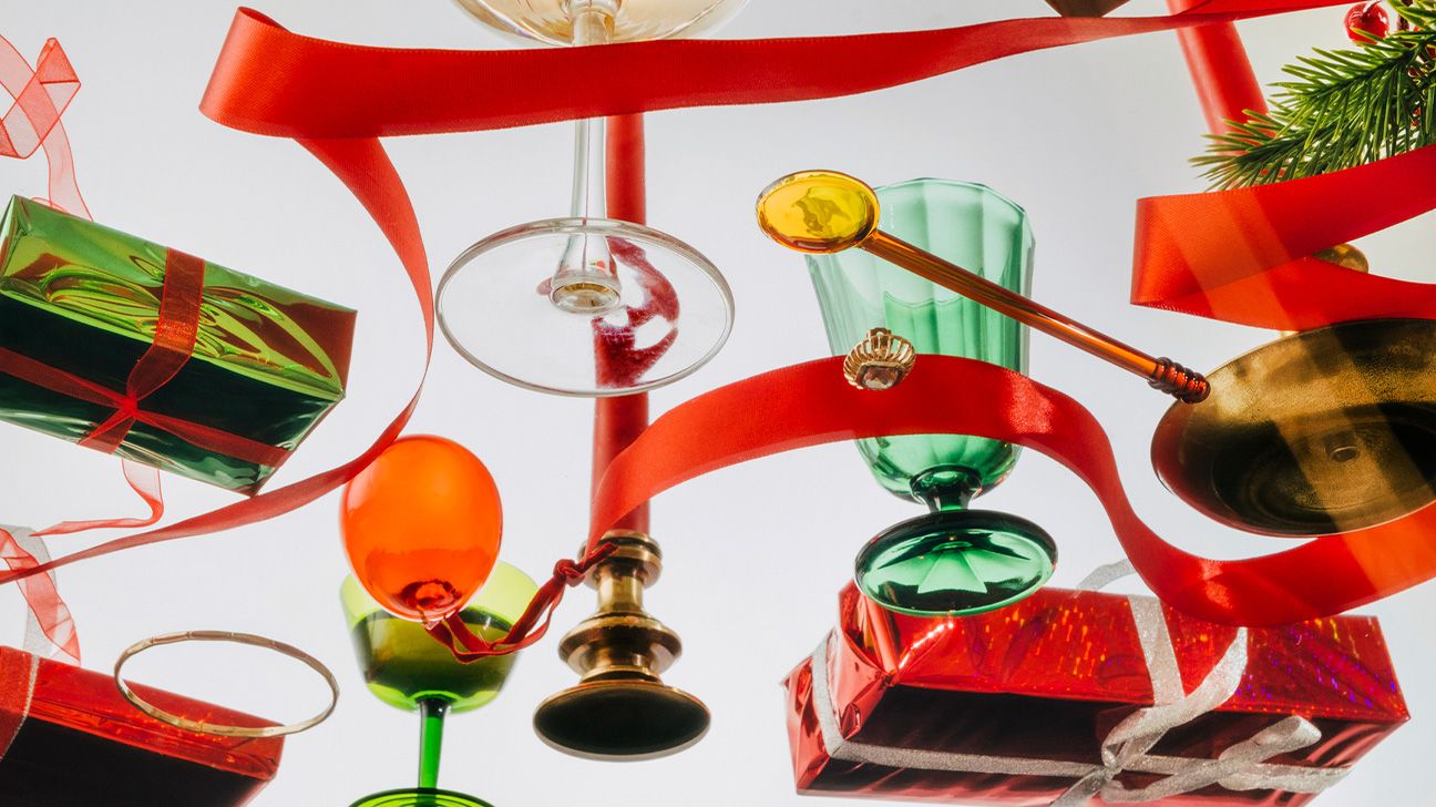 floating Christmas gifts, decorations, and home items