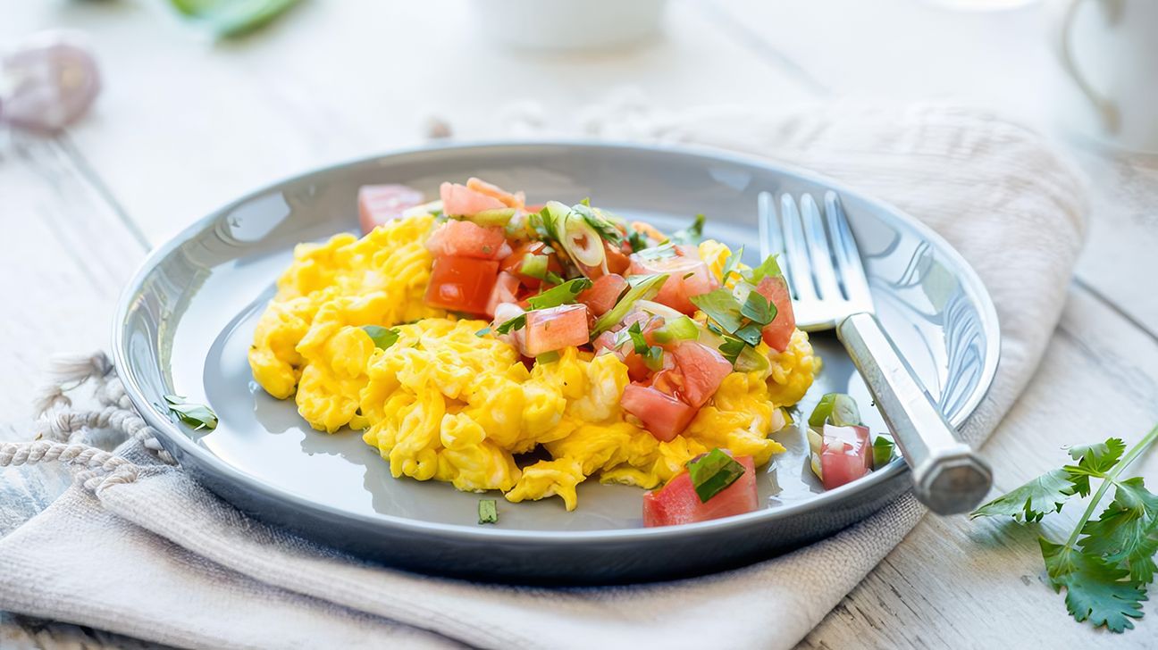 Fresh salsa scrambled eggs
