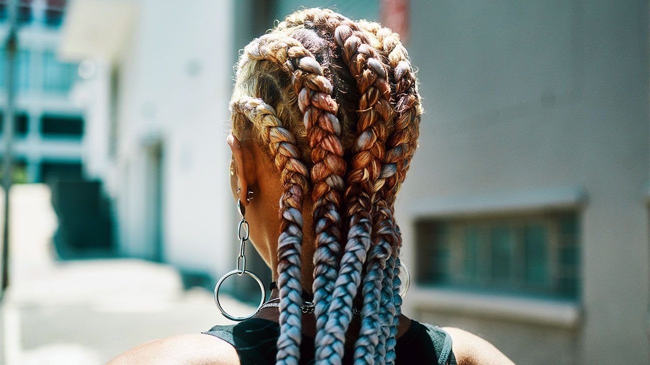Female with braided hair extensions