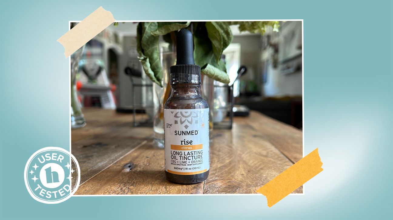Tester image of Sunmed CBD tincture, featuring a 'user tested' badge.