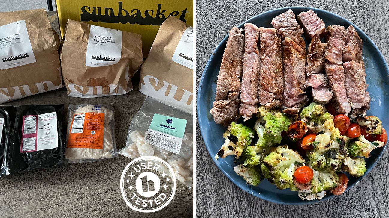 Sunbasket meals and packaging, photos by our tester Kelli McGrane, MS, RD.