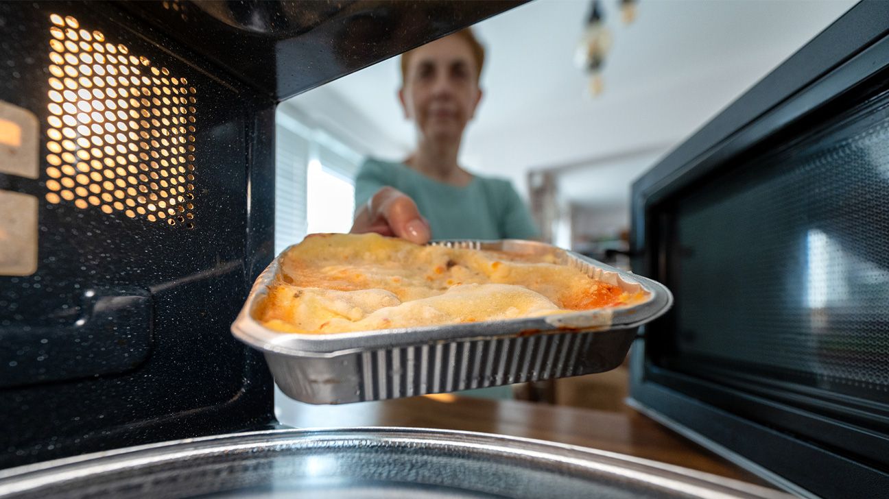 Frozen meal in microwave