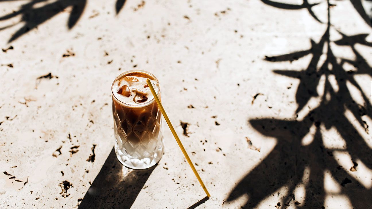 A glass of ice coffee.