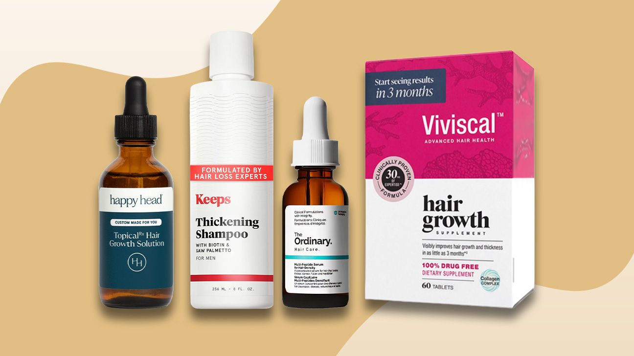 Four of our top picks for the best hair growth products placed side by side for comparison.