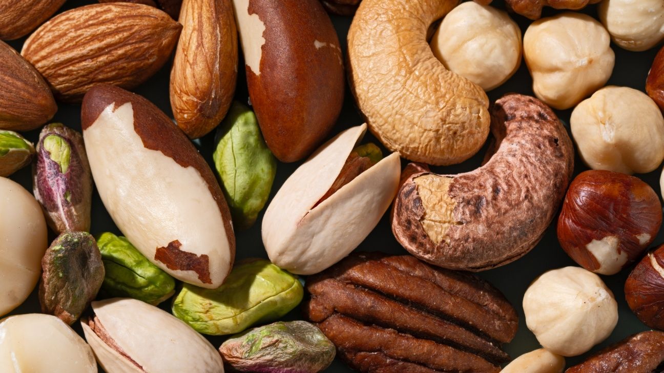 A close up of a variety of nuts
