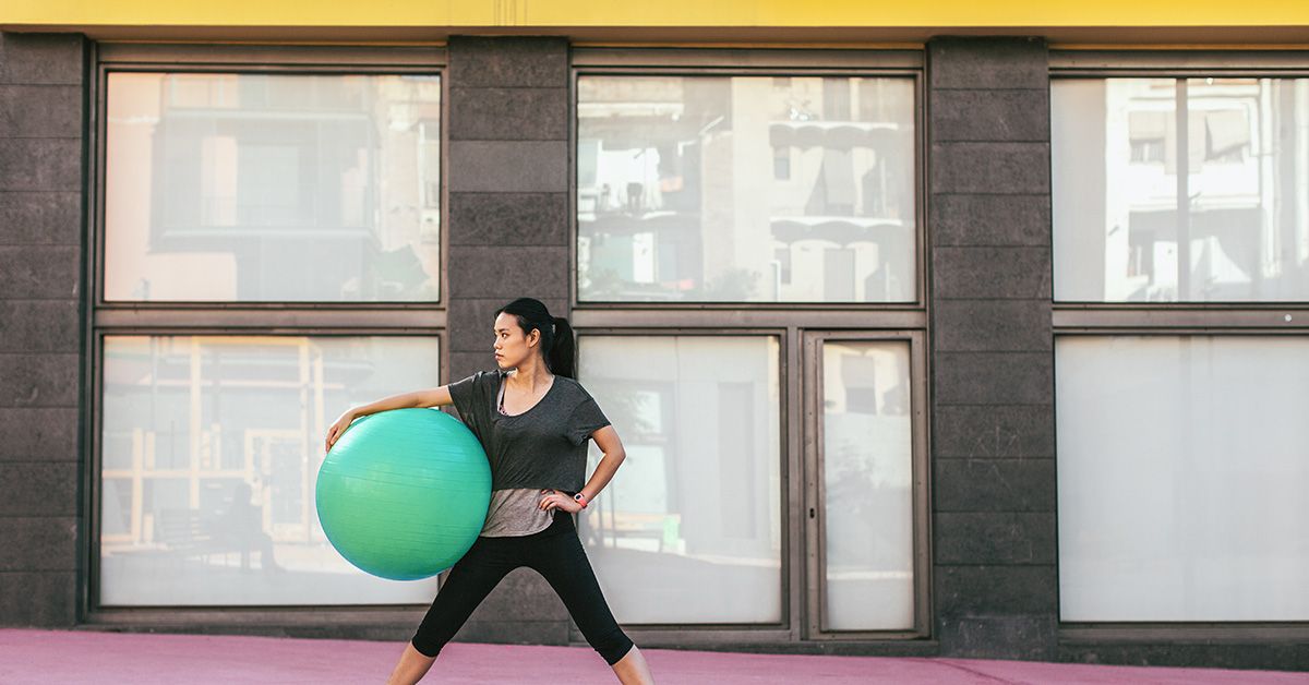 Sitting on a Yoga Ball, Exercise Ball