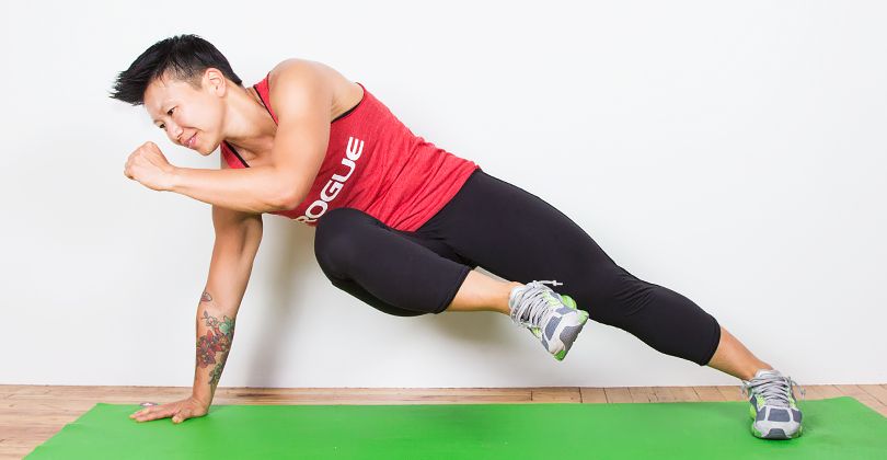 High one-leg side plank exercise instructions and video