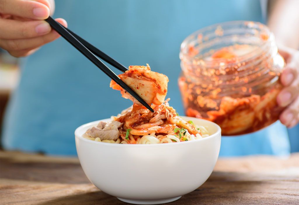 Bowl of kimchi, rich in probiotics