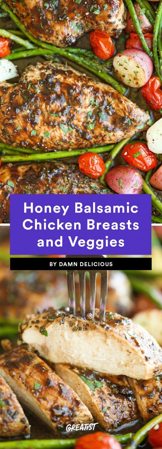 Honey Balsamic Chicken Breasts and Veggies