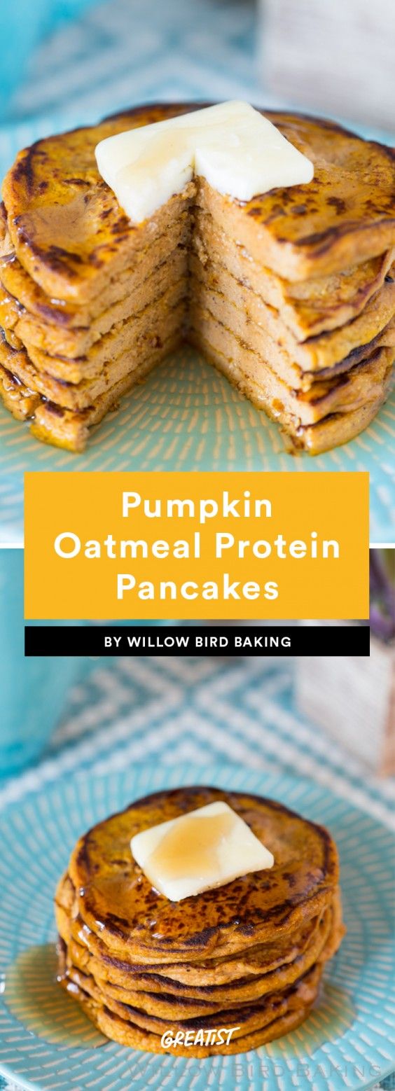 Pumpkin Oatmeal Protein Pancakes