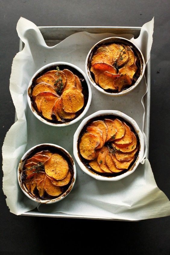 MUSHROOM + STOUT POT PIES WITH SWEET POTATO CRUSTS