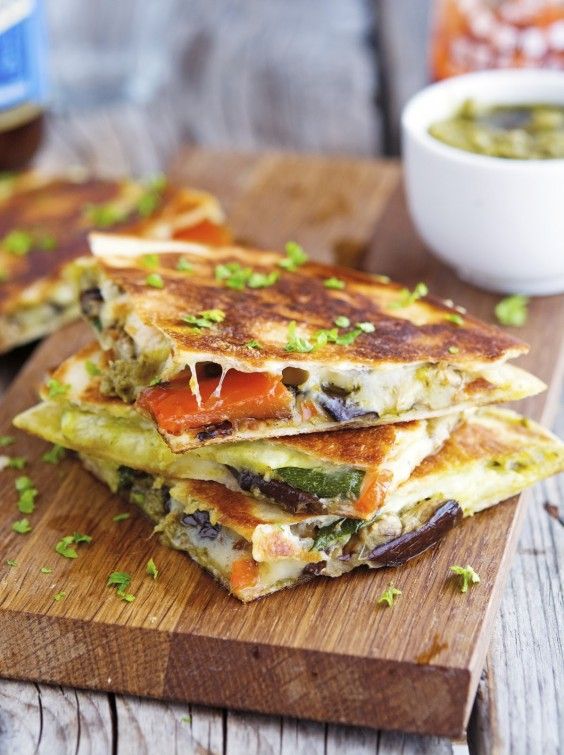 Grilled Vegetable Quesadillas With Kale Pesto