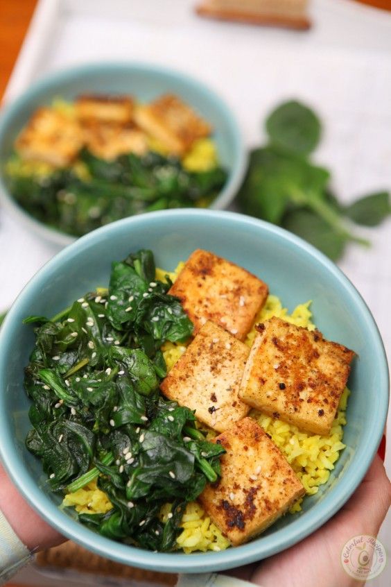 Spinach Tofu With Turmeric Brown Rice Recipe