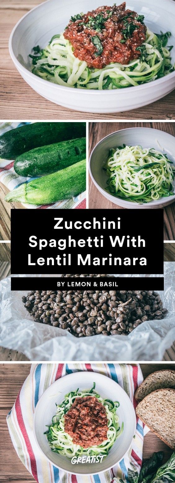 Zucchini Spaghetti With Lentil Marinara