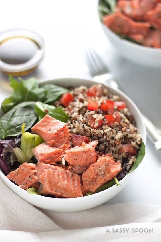 2. Salmon Quinoa Salad With Balsamic and Olive Oil Dressing